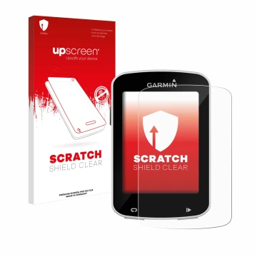 Vorderseite einer Produktverpackung mit dem Markenlogo upscreen. Daneben ist das Gerät Garmin Edge Explore 820 mit dem zugehör