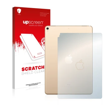 Vorderseite einer Produktverpackung mit dem Markenlogo upscreen. Daneben ist das Gerät Apple iPad Pro 10.5