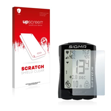 Vorderseite einer Produktverpackung mit dem Markenlogo upscreen. Daneben ist das Gerät Sigma BC 23.16 mit dem zugehörigen Disp