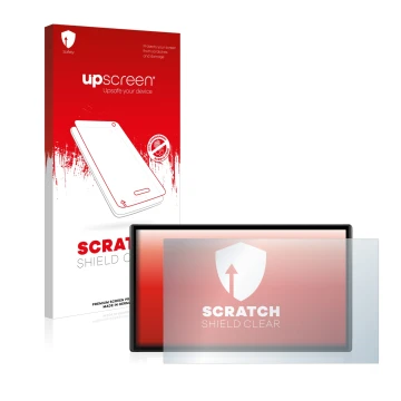 Vorderseite einer Produktverpackung mit dem Markenlogo upscreen. Daneben ist das Gerät Garmin DriveSmart 61 LMT-S mit dem zuge