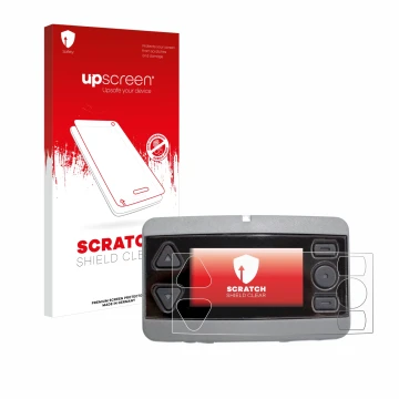 Vorderseite einer Produktverpackung mit dem Markenlogo upscreen. Daneben ist das Gerät Airbus P8GR mit dem zugehörigen Display