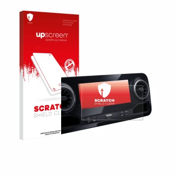 Vorderseite einer Produktverpackung mit dem Markenlogo upscreen. Daneben ist das Gerät Mercedes-Benz Sprinter 2018 MBUX 7