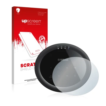 Vorderseite einer Produktverpackung mit dem Markenlogo upscreen. Daneben ist das Gerät Yamaha MusicCast 20 mit dem zugehörigen