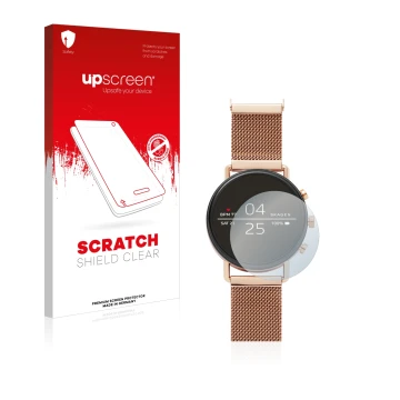 Vorderseite einer Produktverpackung mit dem Markenlogo upscreen. Daneben ist das Gerät Skagen Smartwatch Falster 40mm mit dem 