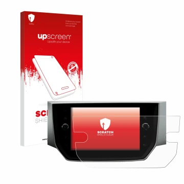 Vorderseite einer Produktverpackung mit dem Markenlogo upscreen. Daneben ist das Gerät Seat Ibiza Media System Pro 8