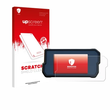 Vorderseite einer Produktverpackung mit dem Markenlogo upscreen. Daneben ist das Gerät KTM 390 Duke 2017 mit dem zugehörigen D