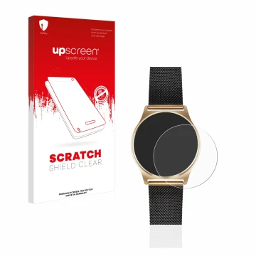 Vorderseite einer Produktverpackung mit dem Markenlogo upscreen. Daneben ist das Gerät Xlyne X-Watch Joli XW Pro mit dem zugeh