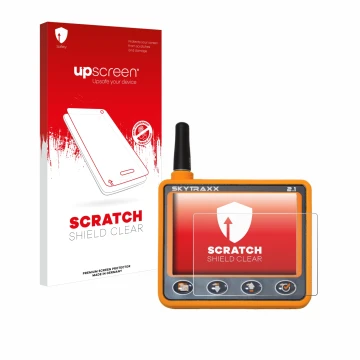 Vorderseite einer Produktverpackung mit dem Markenlogo upscreen. Daneben ist das Gerät Skytraxx 2.1 Vario mit dem zugehörigen 