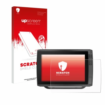 Vorderseite einer Produktverpackung mit dem Markenlogo upscreen. Daneben ist das Gerät Garmin ECHOMAP Ultra 122sv mit dem zuge