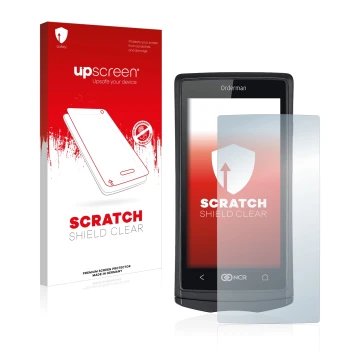 Vorderseite einer Produktverpackung mit dem Markenlogo upscreen. Daneben ist das Gerät Orderman 5 mit dem zugehörigen Displays