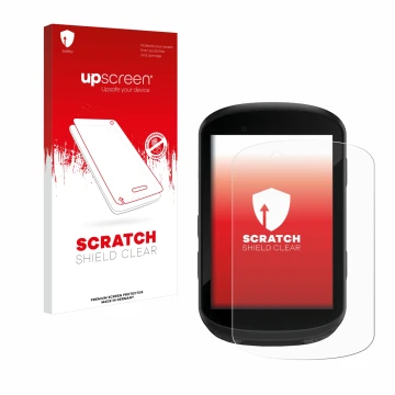 Vorderseite einer Produktverpackung mit dem Markenlogo upscreen. Daneben ist das Gerät Garmin Edge 830 mit dem zugehörigen Dis