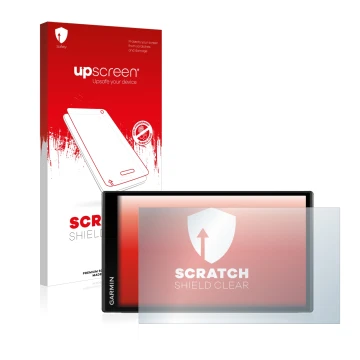 Vorderseite einer Produktverpackung mit dem Markenlogo upscreen. Daneben ist das Gerät Garmin Camper 780 mit dem zugehörigen D