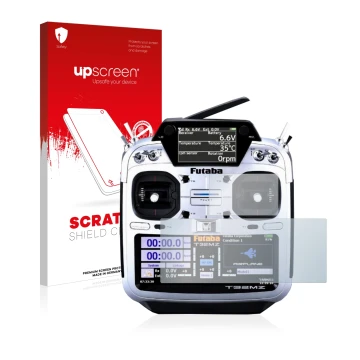 Vorderseite einer Produktverpackung mit dem Markenlogo upscreen. Daneben ist das Gerät Robbe Futaba T32MZ mit dem zugehörigen 