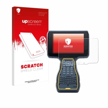 Vorderseite einer Produktverpackung mit dem Markenlogo upscreen. Daneben ist das Gerät Trimble TSC7 Controller mit dem zugehör