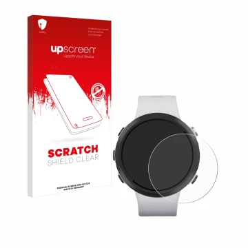 Vorderseite einer Produktverpackung mit dem Markenlogo upscreen. Daneben ist das Gerät Garmin Swim 2 mit dem zugehörigen Displ