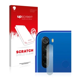 Vorderseite einer Produktverpackung mit dem Markenlogo upscreen. Daneben ist das Gerät Xiaomi Redmi Note 8T (NUR Kameraschutz)