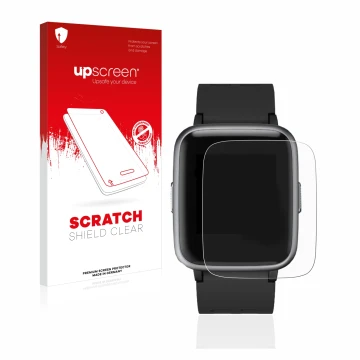 Vorderseite einer Produktverpackung mit dem Markenlogo upscreen. Daneben ist das Gerät Letsfit Fitness Tracker 1.3