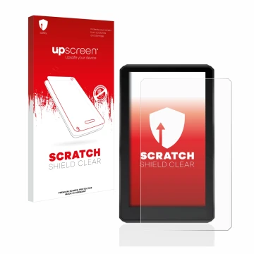 Vorderseite einer Produktverpackung mit dem Markenlogo upscreen. Daneben ist das Gerät Garmin zumo XT mit dem zugehörigen Disp