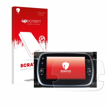 Vorderseite einer Produktverpackung mit dem Markenlogo upscreen. Daneben ist das Gerät Fiat 595 Abarth Uconnect 7