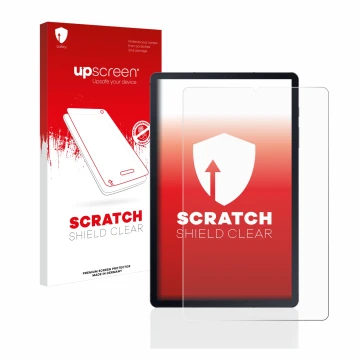 Vorderseite einer Produktverpackung mit dem Markenlogo upscreen. Daneben ist das Gerät Samsung Galaxy Tab S6 Lite WiFi 2020 mi