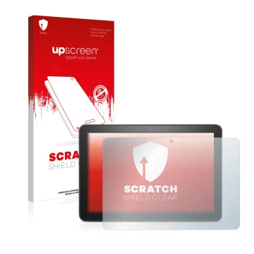 Vorderseite einer Produktverpackung mit dem Markenlogo upscreen. Daneben ist das Gerät Amazon Fire HD 8 Plus 2020 (10. Gen.) m