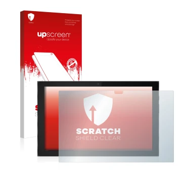 Vorderseite einer Produktverpackung mit dem Markenlogo upscreen. Daneben ist das Gerät Lenovo IdeaPad Duet 3i (im Querformat) 