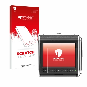 Vorderseite einer Produktverpackung mit dem Markenlogo upscreen. Daneben ist das Gerät Hasselblad CFV II-2 50C 907X mit dem zu