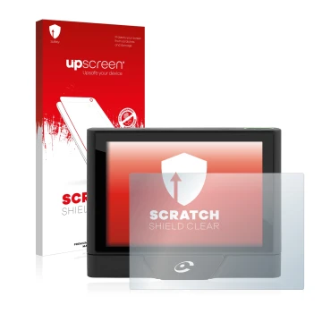 Vorderseite einer Produktverpackung mit dem Markenlogo upscreen. Daneben ist das Gerät Coyote UP mit dem zugehörigen Displaysc