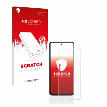 Vorderseite einer Produktverpackung mit dem Markenlogo upscreen. Daneben ist das Gerät Xiaomi Poco X3 NFC mit dem zugehörigen 