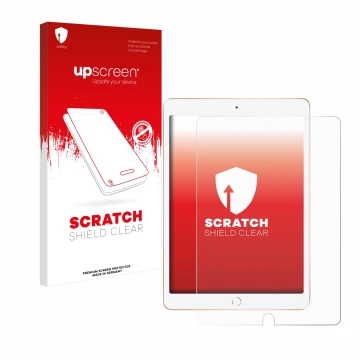 Vorderseite einer Produktverpackung mit dem Markenlogo upscreen. Daneben ist das Gerät Apple iPad 10.2