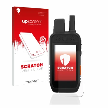 Vorderseite einer Produktverpackung mit dem Markenlogo upscreen. Daneben ist das Gerät Garmin Alpha 200 K mit dem zugehörigen 