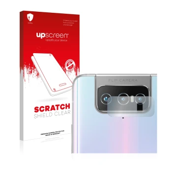 Vorderseite einer Produktverpackung mit dem Markenlogo upscreen. Daneben ist das Gerät ASUS Zenfone 7 Pro ZS671KS (NUR Kameras