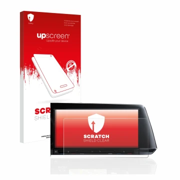 Vorderseite einer Produktverpackung mit dem Markenlogo upscreen. Daneben ist das Gerät Volkswagen Golf 8 2020 Discover Pro 10