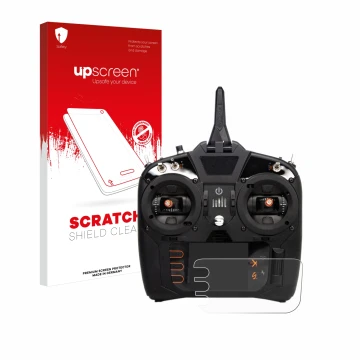 Vorderseite einer Produktverpackung mit dem Markenlogo upscreen. Daneben ist das Gerät Spektrum NX8 mit dem zugehörigen Displa