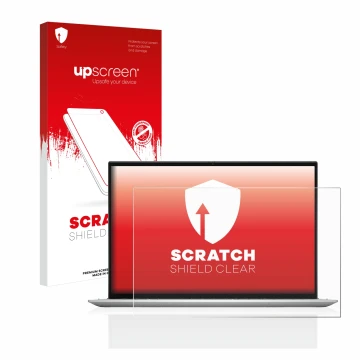 Vorderseite einer Produktverpackung mit dem Markenlogo upscreen. Daneben ist das Gerät Dell Inspiron 17 7706 2-in-1 mit dem zu