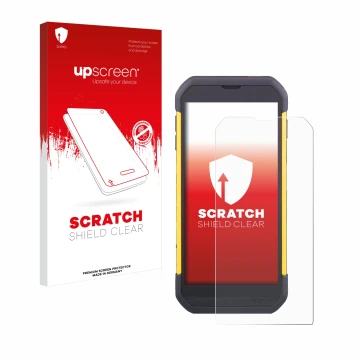 Vorderseite einer Produktverpackung mit dem Markenlogo upscreen. Daneben ist das Gerät Cipherlab RS35 mit dem zugehörigen Disp