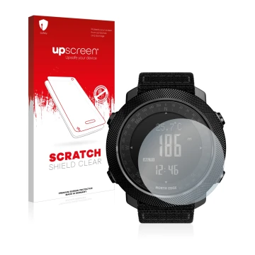 Vorderseite einer Produktverpackung mit dem Markenlogo upscreen. Daneben ist das Gerät North Edge Apache mit dem zugehörigen D