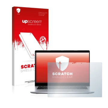 Vorderseite einer Produktverpackung mit dem Markenlogo upscreen. Daneben ist das Gerät Dell Latitude 5320 Non-Touch mit dem zu