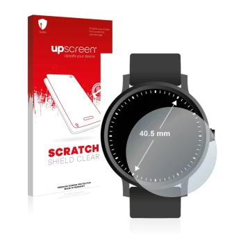 Vorderseite einer Produktverpackung mit dem Markenlogo upscreen. Daneben ist das Gerät Armbanduhren (Kreisrund, ø: 40.5 mm) mi