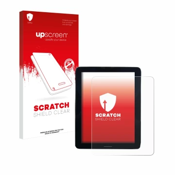 Vorderseite einer Produktverpackung mit dem Markenlogo upscreen. Daneben ist das Gerät Volvo Polestar 2 2021 Infotainment Syst