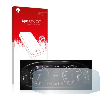 Vorderseite einer Produktverpackung mit dem Markenlogo upscreen. Daneben ist das Gerät Seat Ateca Facelift 10.25