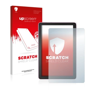 Vorderseite einer Produktverpackung mit dem Markenlogo upscreen. Daneben ist das Gerät Amazon Fire HD 10 Plus 2021 (11. Gen.) 