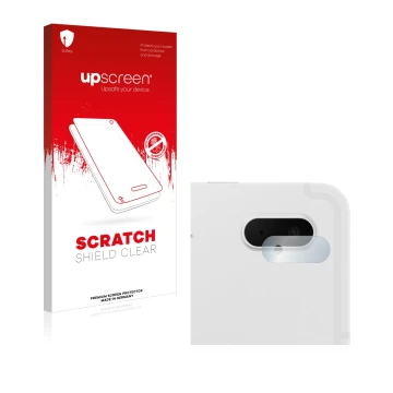 Vorderseite einer Produktverpackung mit dem Markenlogo upscreen. Daneben ist das Gerät Samsung Galaxy Tab S7 FE (NUR Kamerasch