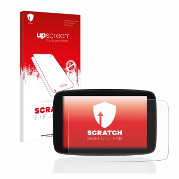 Vorderseite einer Produktverpackung mit dem Markenlogo upscreen. Daneben ist das Gerät TomTom Go Expert 7