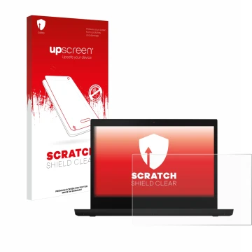 Vorderseite einer Produktverpackung mit dem Markenlogo upscreen. Daneben ist das Gerät Lenovo ThinkPad L14 Gen 2 mit dem zugeh