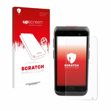 Vorderseite einer Produktverpackung mit dem Markenlogo upscreen. Daneben ist das Gerät Honeywell CT40 XP mit dem zugehörigen D