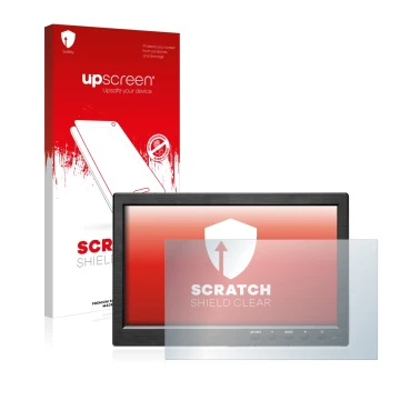 Vorderseite einer Produktverpackung mit dem Markenlogo upscreen. Daneben ist das Gerät Podofo HD Monitor 10.1