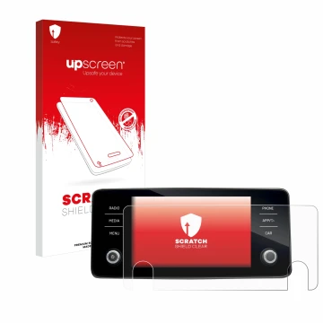 Vorderseite einer Produktverpackung mit dem Markenlogo upscreen. Daneben ist das Gerät Skoda Bolero 2020 Infotainment System 8