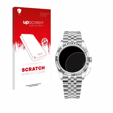 Vorderseite einer Produktverpackung mit dem Markenlogo upscreen. Daneben ist das Gerät Rolex Datejust 36 mit dem zugehörigen D