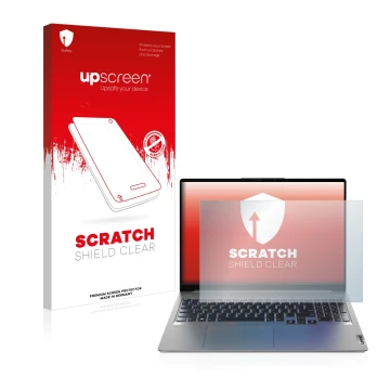 Vorderseite einer Produktverpackung mit dem Markenlogo upscreen. Daneben ist das Gerät Lenovo IdeaPad 5 Pro 16